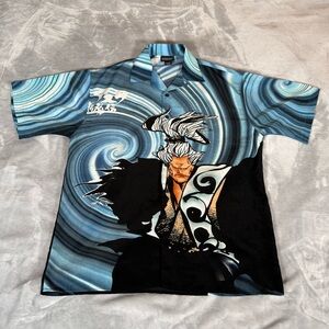 Vintage Canopy Japanese Anime Style Camp Shirt Mens M Loose Fit Loop Collar Y2K